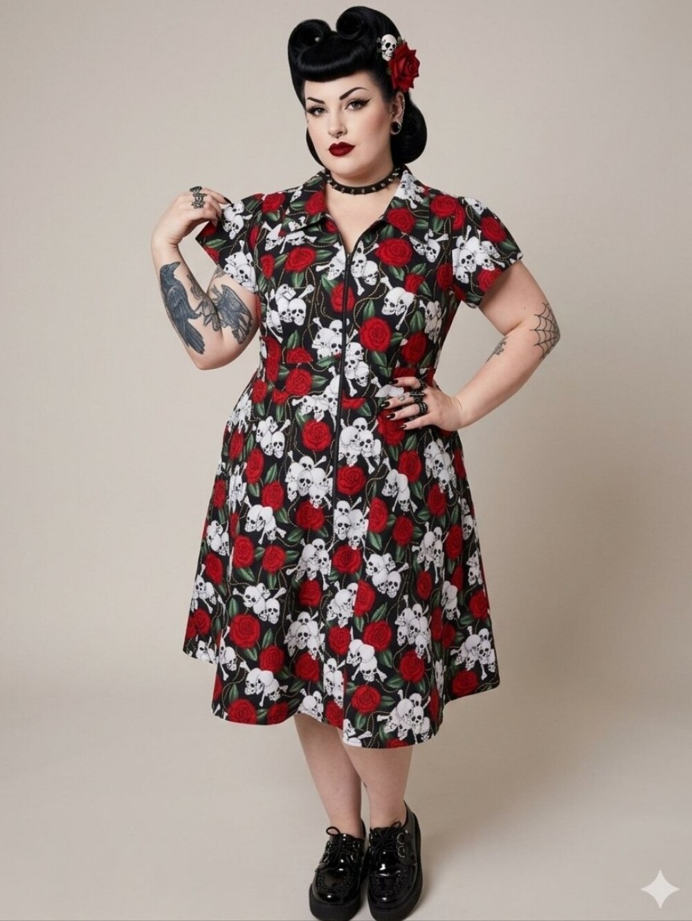 Cherry Velvet Roses Are Dead Marie Dress, Size 1X
